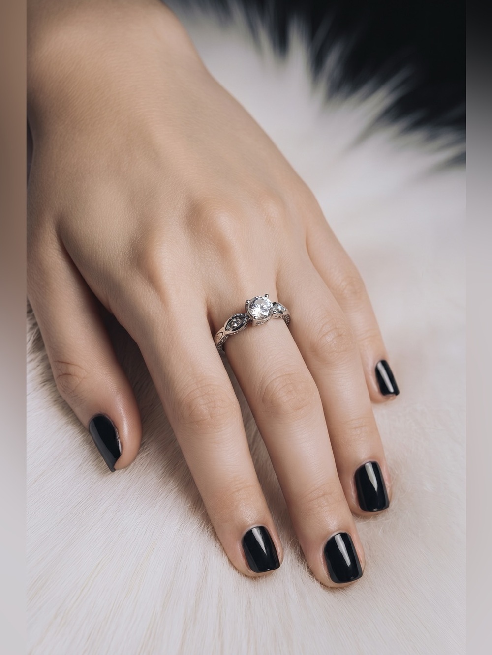 Silver Ring with Clear Gemstones